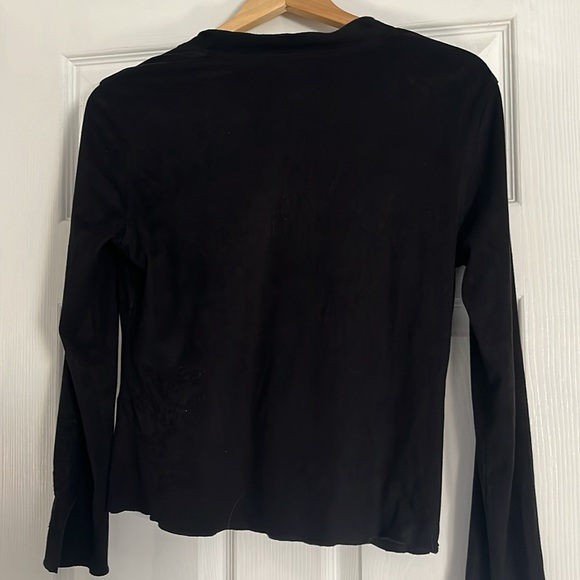 Black suede like material top with beaded accent - Picture 4 of 5